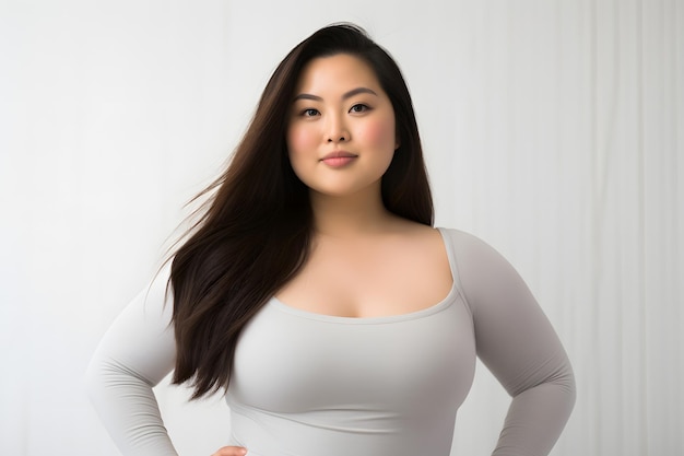 Photo a chubby model in a minimalistic and clean pose highlighting simplicity and sophistication