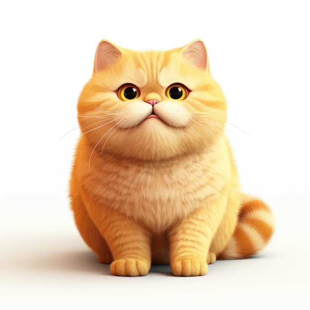 Толстый оранжевый милый британский короткошерстный мультфильмный персонаж с ультра-детальным дизайном