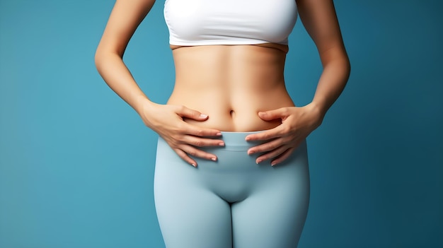 chubby woman with her hand on her waist for diet concept