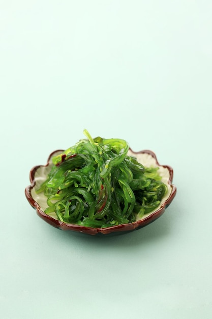 Chuka Wakame Seaweed Salad on Ceramic Plate Japanese Food Sushi Side Dish