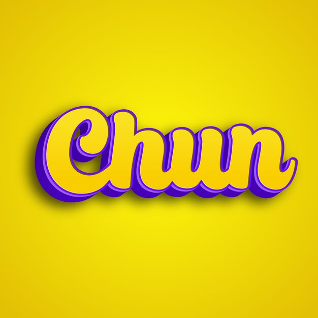 Chun typography 3d design yellow pink white background photo jpg