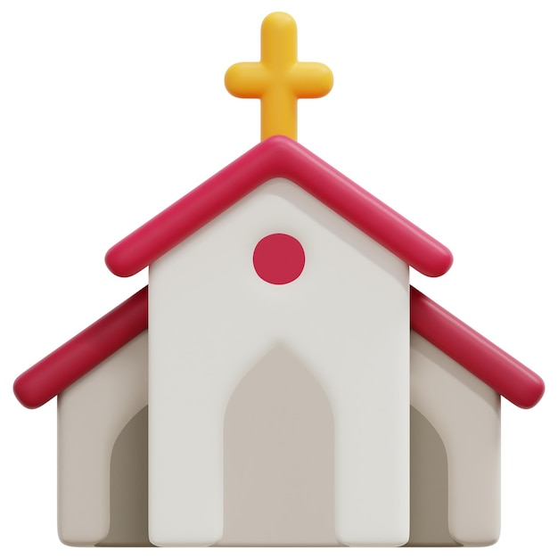 church 3d render icon illustration