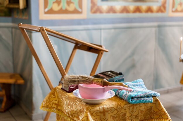 Foto accessori della chiesa per un battesimo