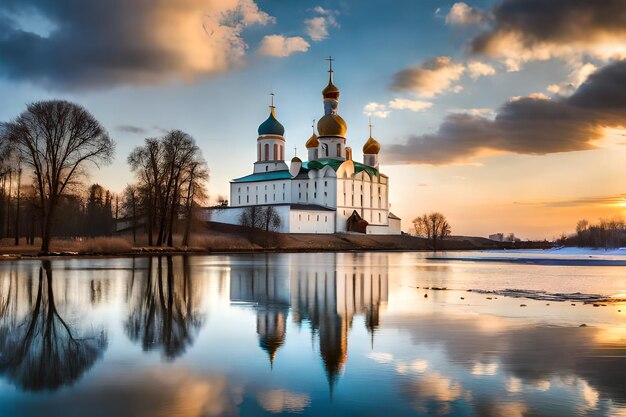 a church by the lake