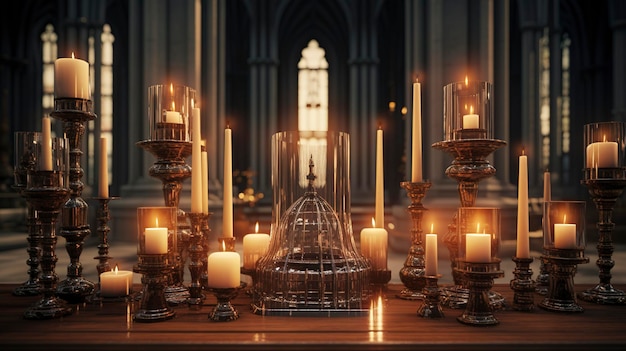 Church Candle Holders and Candlelight