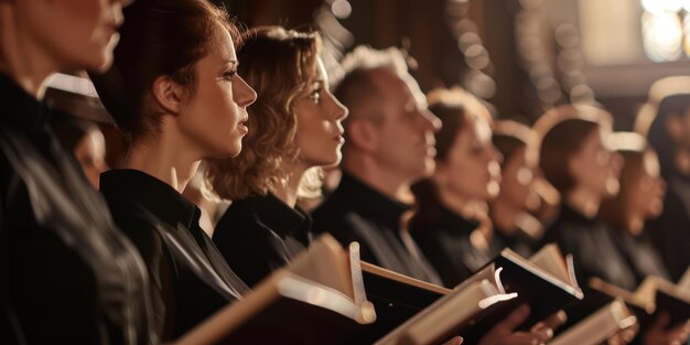 Photo a church choir performing a sacred choral piece during a worship service