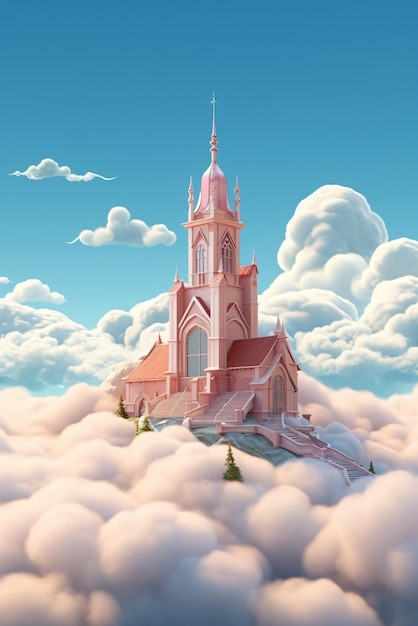 church above the clouds with the sky
