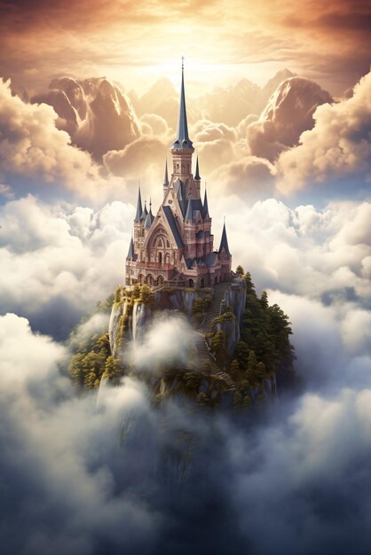 church above the clouds with the sky