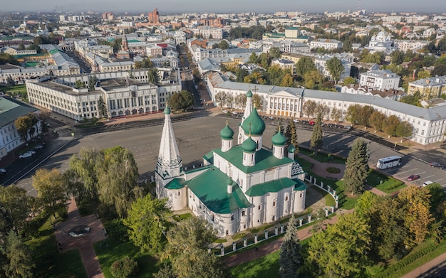 Church of Elijah the Prophet in Yaroslavl. Aerial view