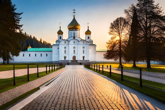 a church in the evening