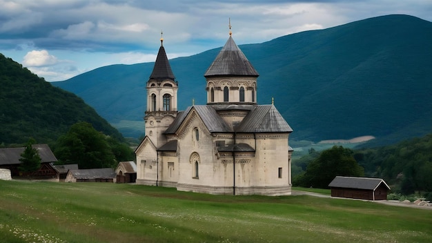 Photo the church from sucevita monastery in the bucovina romania