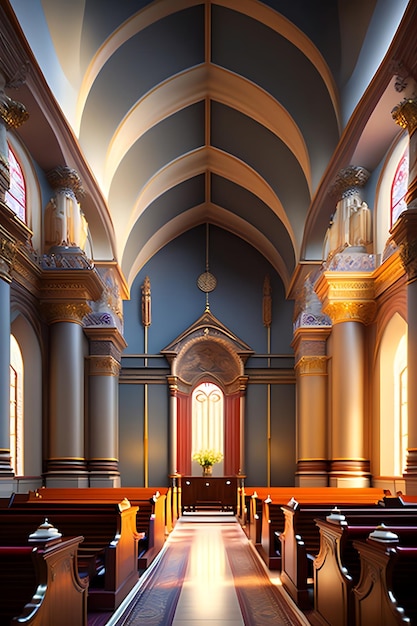 Church interior classic empty interior