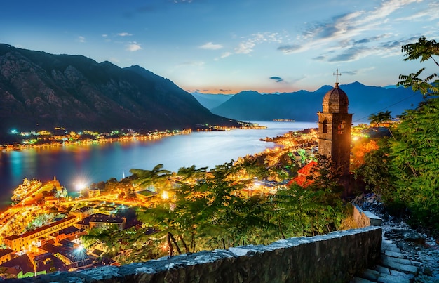 Church in Kotor at sunset