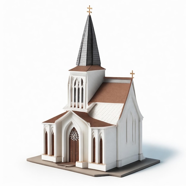 Модель церкви на белом фоне