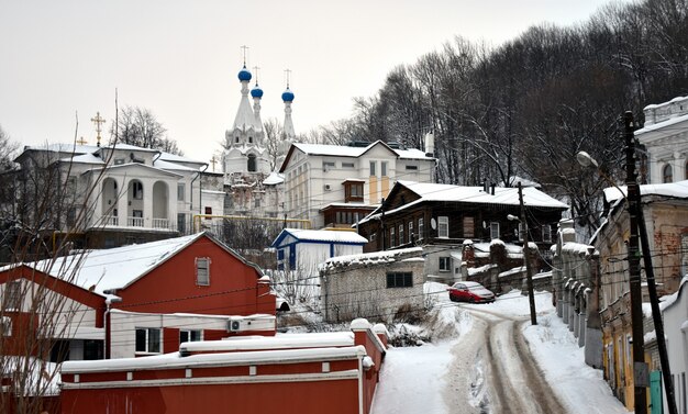 church in the old quarter in winter