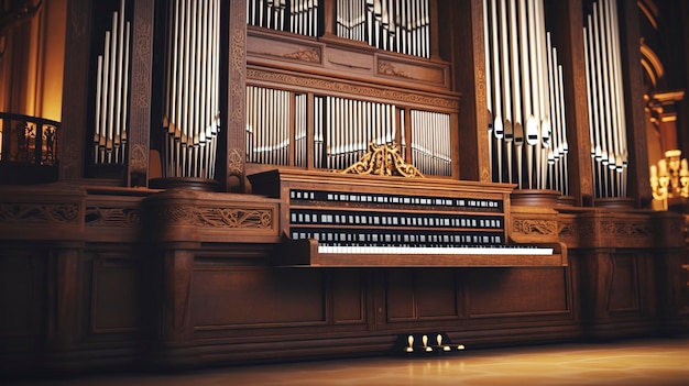 Photo church organ and musical instruments