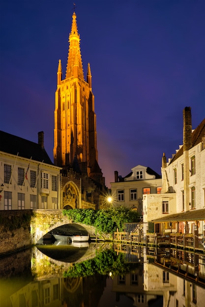 Church of Our Lady and canal. Brugge Bruges, Belgium