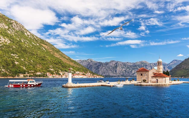 Church of Our Lady of the Rocks in the Adriatic sea Bay of Kotor near Perast Montenegro