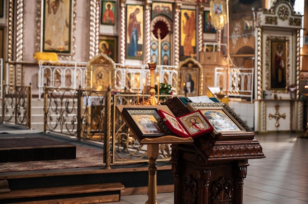 CHURCH OF THE RESURRECTION VICHUGA RUSSIA JULY 17 2022 Interior of the Orthodox Christian Church of the Resurrection of Christ