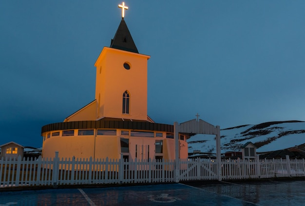 Church of Reykjahlid near lake Myvatn in Iceland