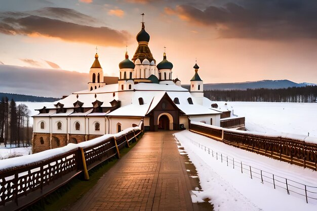 Foto una chiesa nella neve