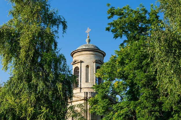 The church of st. nicholas is surrounded by trees