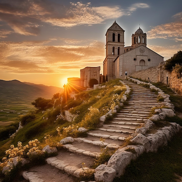 church at sunrise