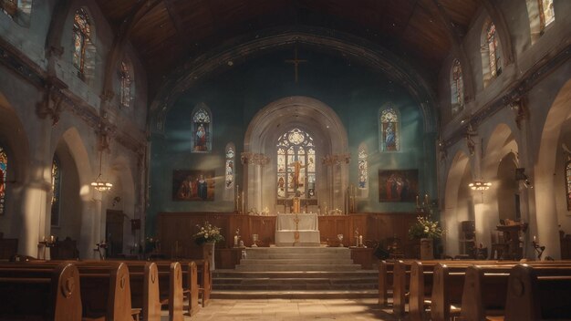 Photo a church with a cross on the front of it