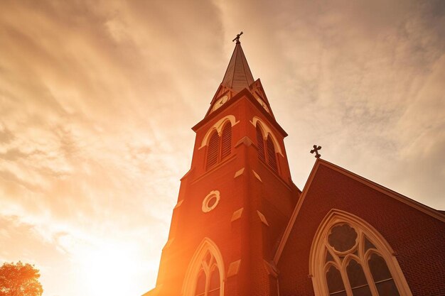 a church with a cross on the top of it