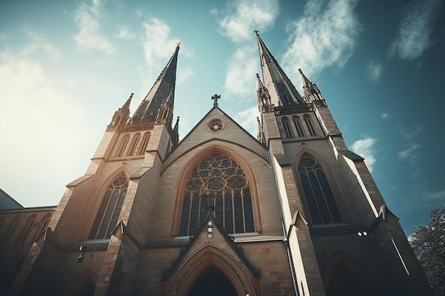 a church with a cross on the top of it