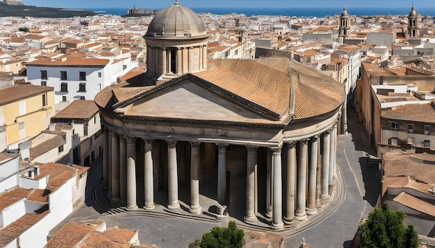 a church with a large dome and a car in the background