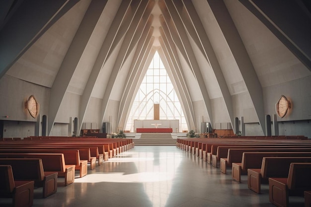 a church with a large window that says " church ".