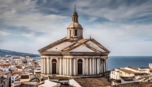 Photo a church with a steeple and a clock on the top