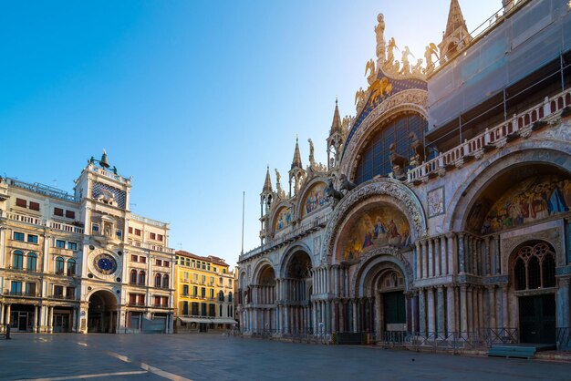 Church and Zodiac clock on San Marco square in Venice