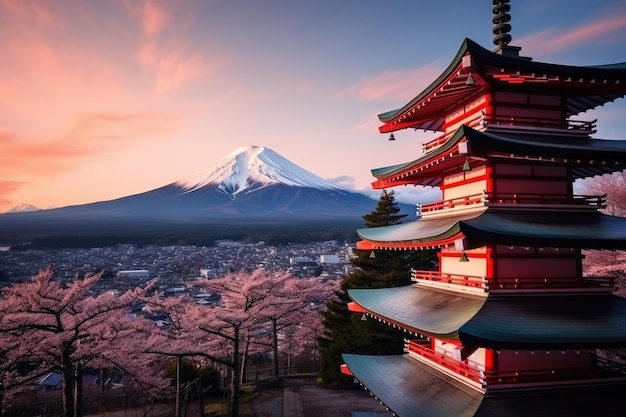chureito-pagode in japan met erachter mount fuji