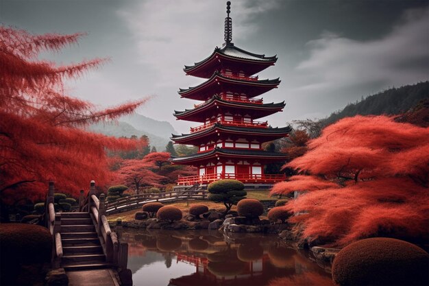 Photo chureito red pagoda