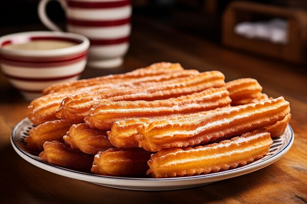 Foto churros in de vorm van een pompoen met kaneelstokjes voor een foto met een herfstthema