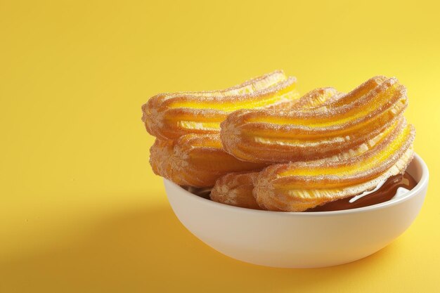 churros met chocolade dip op de achtergrond