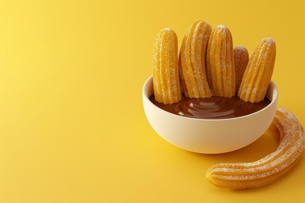 churros met chocolade dip op de achtergrond