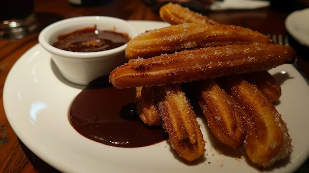 Foto churros met chocolade