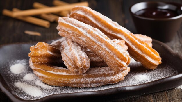 Foto churros met suikerpoeder