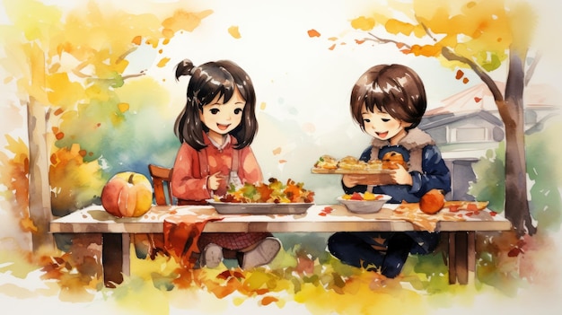 Chuseok Festival Watercolor