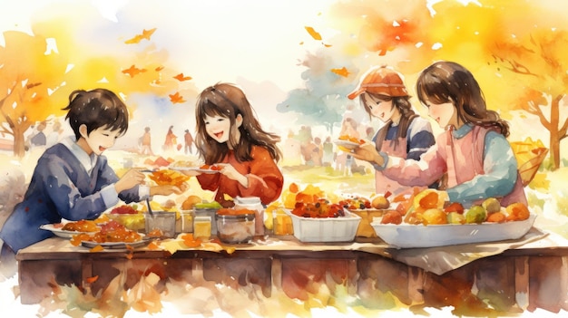 Chuseok Festival Watercolor