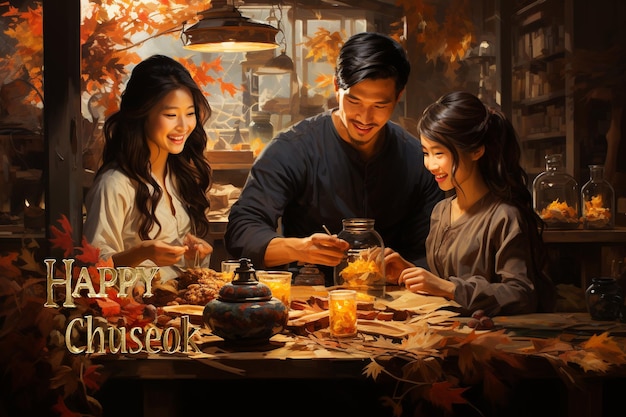 Chuseok hangavi Koreaanse traditionele feestdag een tijd waarin families samenkomen om hun voorouders te bedanken voor een overvloedige herfstoogst Chuseok Songpyeon Tteok Koreaanse Thanksgiving