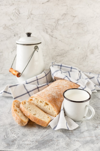 Ciabatta Bread and Milk