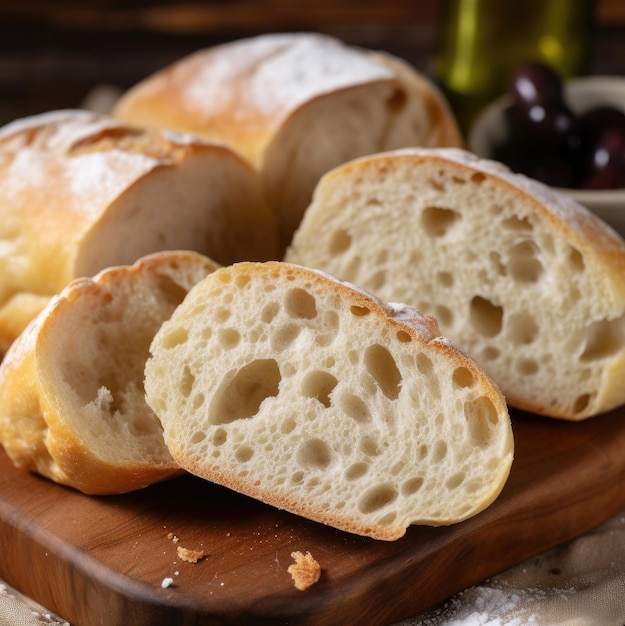 Ciabatta bread slices