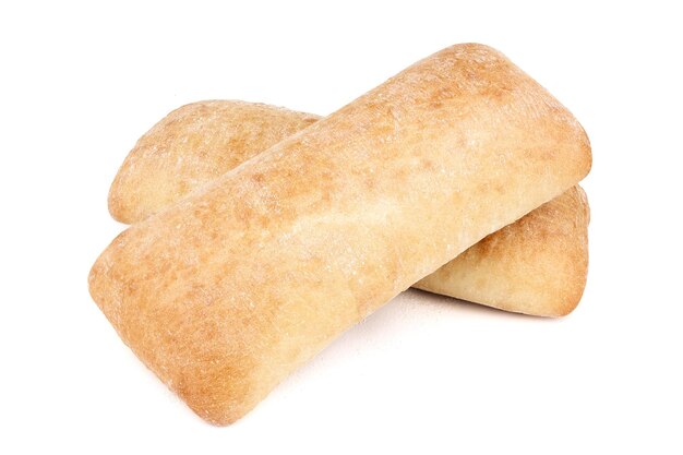 흰색 배경에 고립 된 Ciabatta 이탈리아 빵