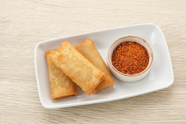 Cibay made from tapioca flour served with chilli sauce Indonesian traditional food