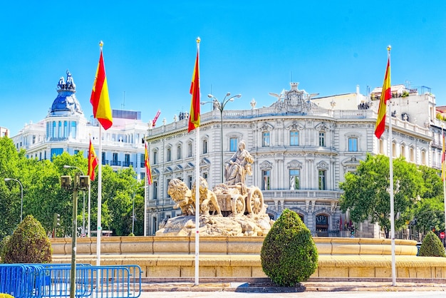 Cibeles Fountain (Fuente de La Diosa Cibeles) in the downtown of Madrid, capital of Spain.