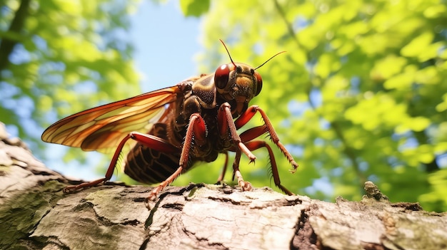 Photo cicada on a tree macro photo